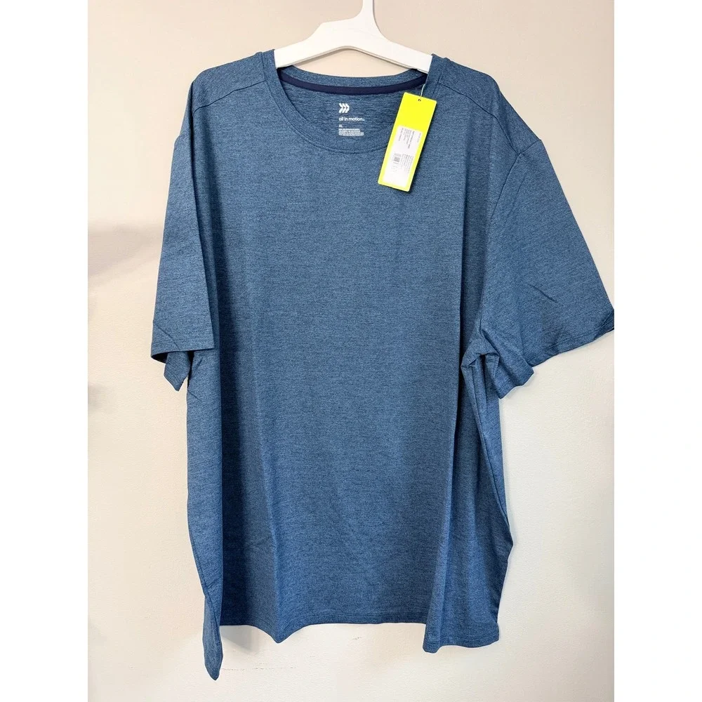 All‎ In Motion Soft Stretch Shirt Mens XL Blue Moisture Wicking UPF 50+ NWT